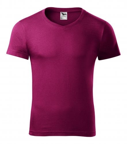 Obrázok Adler Pánske tričko Slim Fit V-neck - Světle fuchsiová | S