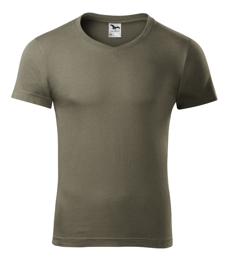 Obrázok Adler Pánske tričko Slim Fit V-neck - Army | XXL