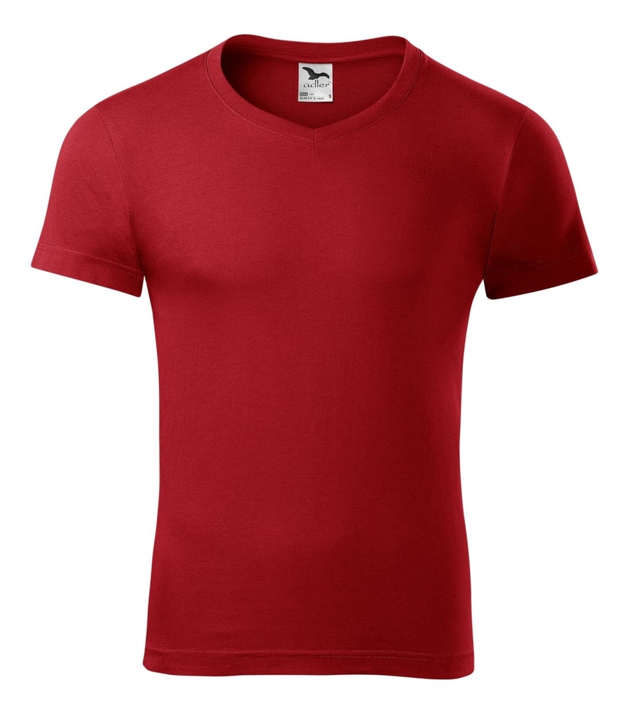 Obrázok Adler Pánske tričko Slim Fit V-neck - Červená | S