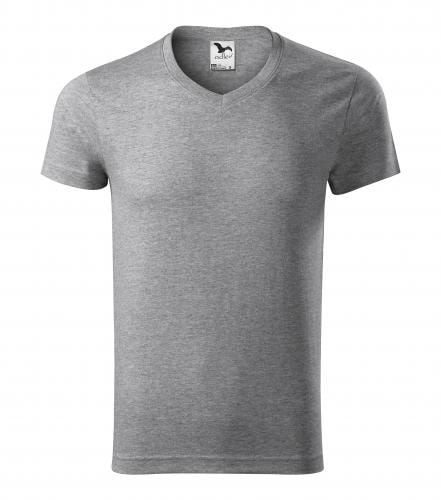 Obrázok Adler Pánske tričko Slim Fit V-neck - Tmavě šedý melír | M