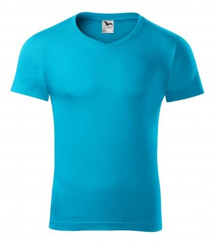 Obrázok Adler Pánske tričko Slim Fit V-neck - Tyrkysová | XXL